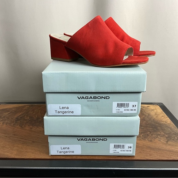 Vagabond Lena Tangerine Orange Suede Leather Slide Sandal, New in Box - Picture 8 of 8